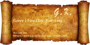 Gavrilovits Karion névjegykártya